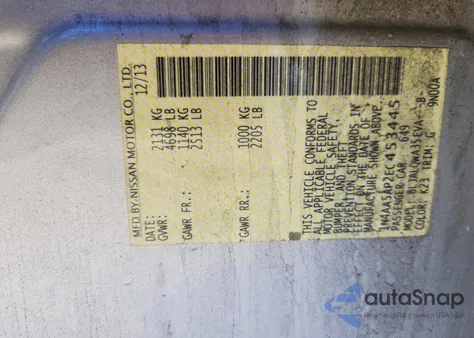 2014 Nissan Maxima S z USA, uszkodzony, nr VIN 1N4AA5AP2EC453445